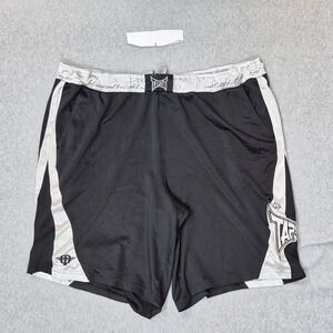 VINTAGE Tapout Men Activewear Shorts 2XL Black Athletic Fight Gear MMA Y2K 10"